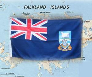 пазл Флаг Фолклендских островов, Британских заморских территориях в Южной части Атлантического океана
